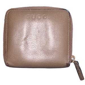 Gucci Dark Beige/Tan/Brown Leather Zip Around Bifold Wallet